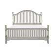 Ugo Queen Bed- Slatted Arched Headboard- Finial Accents- Gray Wood Frame
