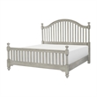Ugo Queen Bed- Slatted Arched Headboard- Finial Accents- Gray Wood Frame