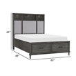 Celia Queen Platform Bed- 2 Drawers- Shelves on Headboard- Pebble Gray