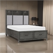 Celia Queen Platform Bed- 2 Drawers- Shelves on Headboard- Pebble Gray