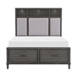 Celia Queen Platform Bed- 2 Drawers- Shelves on Headboard- Pebble Gray