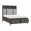 Celia Queen Platform Bed- 2 Drawers- Shelves on Headboard- Pebble Gray
