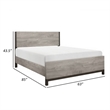 Deena Queen Bed- Painted Metal Finished Accents- Light Gray Wood Frame