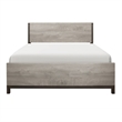 Deena Queen Bed- Painted Metal Finished Accents- Light Gray Wood Frame