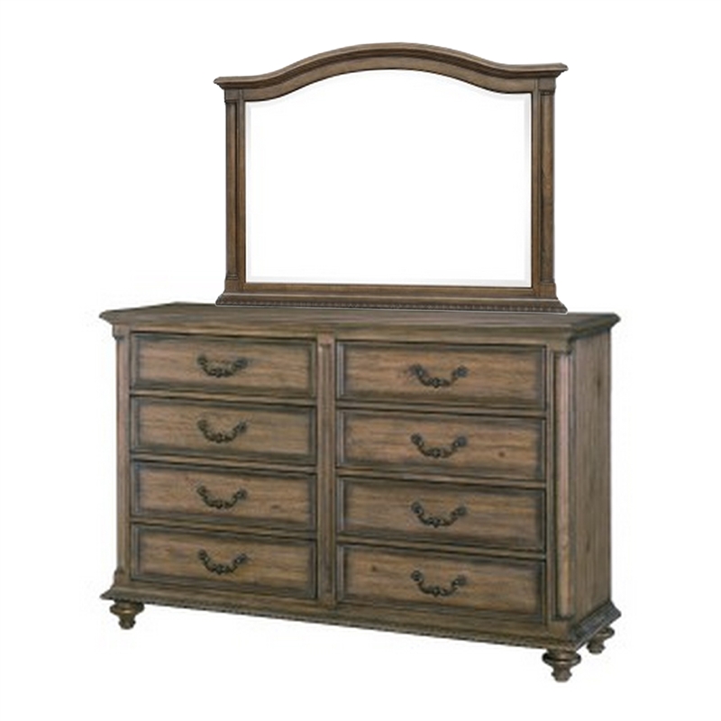 Chantel 4 Pc Queen Bedroom Set- Velvet Sleigh Design- Weathered Wood