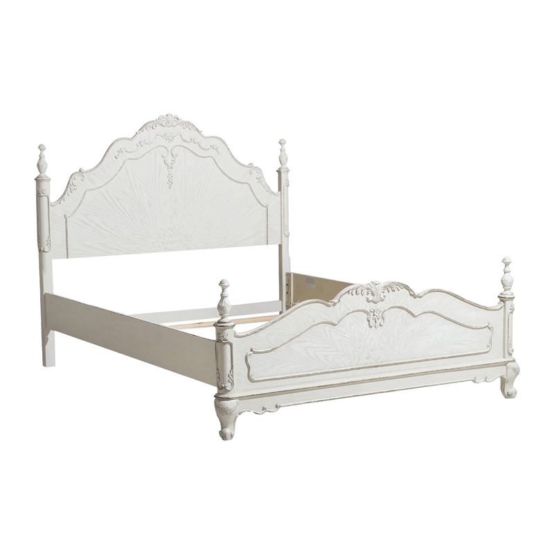 Prin 3 Pc Full Size Bedroom Set- Ornate Carvings- Antique White- Traditional