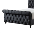 Ellowen Queen Size Sleigh Bed- Diamond Tufted- Black Velvet Upholstery