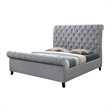 Magnolia King Bed- Gray Upholstery- Diamond Tufted Scrolled Design