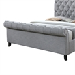 Magnolia King Bed- Gray Upholstery- Diamond Tufted Scrolled Design