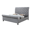 Magnolia Queen Bed- Gray Upholstery- Diamond Tufted Scrolled Design