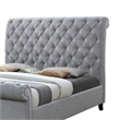 Magnolia Queen Bed- Gray Upholstery- Diamond Tufted Scrolled Design