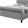Magnolia Queen Bed- Gray Upholstery- Diamond Tufted Scrolled Design