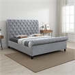 Magnolia Queen Bed- Gray Upholstery- Diamond Tufted Scrolled Design
