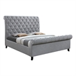 Magnolia Queen Bed- Gray Upholstery- Diamond Tufted Scrolled Design