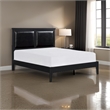 Brite Queen Size Bed- Black Faux Leather Upholstered Headboard- Low Profile