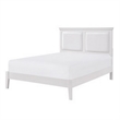 Brite Queen Size Bed- White Faux Leather Upholstered Headboard- Low Profile