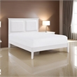 Brite Queen Size Bed- White Faux Leather Upholstered Headboard- Low Profile