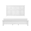 Gemi Queen Size Bed with Headboard- Footboard- Clean Design White Wood