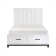 Thiem Queen Size Platform Bed with 2 Storage Drawers- White Wood Finish