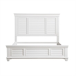 Lyni Queen Size Bed with Farmhouse Style Headboard- Solid White Acacia Wood