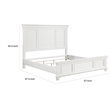 Lyni Queen Size Bed with Farmhouse Style Headboard- Solid White Acacia Wood