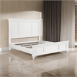 Lyni Queen Size Bed with Farmhouse Style Headboard- Solid White Acacia Wood