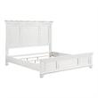 Lyni Queen Size Bed with Farmhouse Style Headboard- Solid White Acacia Wood