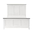 Woki Queen Size Bed- Solid Wood Panel Design- Farmhouse White and Brown