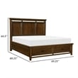 Zian Queen Platform Bed- 2 Drawers with Bar Handles- Brown Cherry Wood