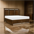 Zian Queen Platform Bed- 2 Drawers with Bar Handles- Brown Cherry Wood