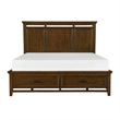 Zian Queen Platform Bed- 2 Drawers with Bar Handles- Brown Cherry Wood