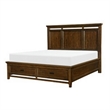 Zian Queen Platform Bed- 2 Drawers with Bar Handles- Brown Cherry Wood