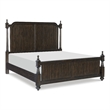 Berey Queen Bed- Classical Column Pilasters- Driftwood Dark Brown Finish