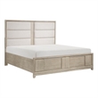 Owen Queen Platform Bed- Storage Drawers- Upholstery- Light Beige Wood