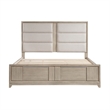 Owen Queen Platform Bed- Storage Drawers- Upholstery- Light Beige Wood