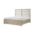 Owen Queen Platform Bed- Storage Drawers- Upholstery- Light Beige Wood
