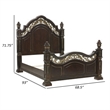 Lumi Queen Bed- Classical Metal Scrollwork- Dark Cherry Brown and Gold