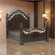 Lumi Queen Bed- Classical Metal Scrollwork- Dark Cherry Brown and Gold