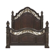 Lumi Queen Bed- Classical Metal Scrollwork- Dark Cherry Brown and Gold