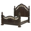 Lumi Queen Bed- Classical Metal Scrollwork- Dark Cherry Brown and Gold