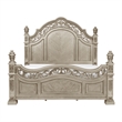 Lumi Queen Bed- Classical Metal Scrollwork- Glossy Platinum and Gold Tones