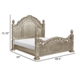 Lumi Queen Bed- Classical Metal Scrollwork- Glossy Platinum and Gold Tones