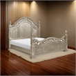 Lumi Queen Bed- Classical Metal Scrollwork- Glossy Platinum and Gold Tones