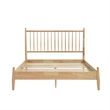 Lika Full Platform Bed- Vertical Slatted Headboard- Natural Brown Wood