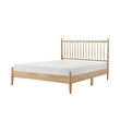Lika Full Platform Bed- Vertical Slatted Headboard- Natural Brown Wood