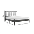 Lika Full Platform Bed- Vertical Slatted Headboard- Charcoal Gray Wood