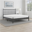 Lika Full Platform Bed- Vertical Slatted Headboard- Charcoal Gray Wood
