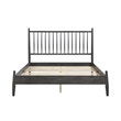 Lika Full Platform Bed- Vertical Slatted Headboard- Charcoal Gray Wood