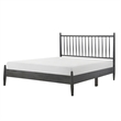 Lika Full Platform Bed- Vertical Slatted Headboard- Charcoal Gray Wood