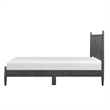 Lika Full Platform Bed- Vertical Slatted Headboard- Charcoal Gray Wood